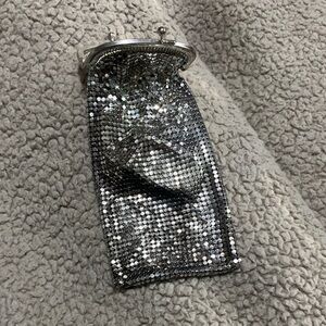 Silver Mesh Sequin Kiss-Lock Evening change purse